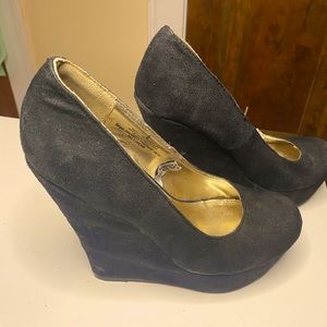 Black wedge night out heels